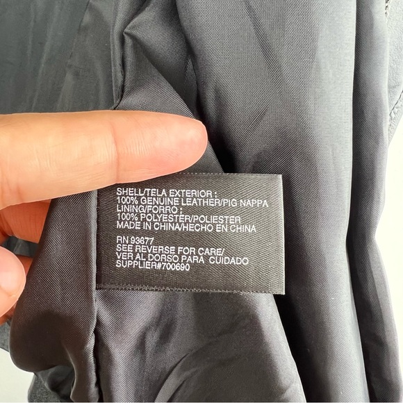 Jacqueline Ferrar Authentic Pig Nappa Genuine Leather Black Zip Up Jacket size S - Picture 11 of 13